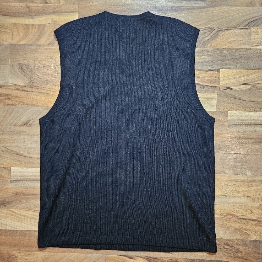 Eddie Bauer Sweater Vest Men’s Size XL Tall Black V-Neck Italian Merino Wool - Picture 4 of 8
